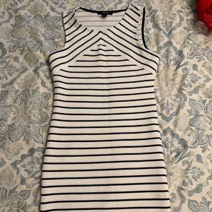 Black and white striped pencil dress